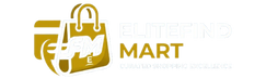 A gold shopping bag logo with the letters EFM and MART, plus the words ELITEFIND MART and 'CURATED SHOPPING EXPERIENCE' on a white background.